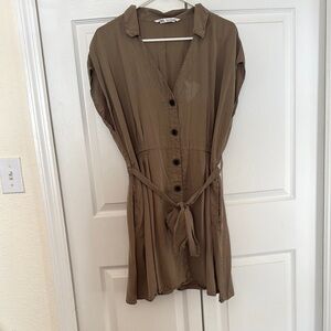 Brand new Zara Brown Tie Front Shirt Dress